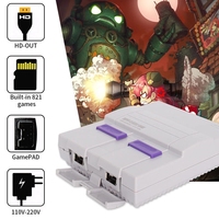 Console de jeu vidéo rétro SNES avec 821 jeux intégrés, sortie HD, connexion filaire, jeux téléchargeables - Cadeau