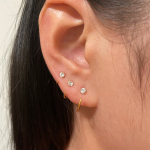 CANNER Ensemble de 3 boucles d'oreilles clous en argent sterling 925 plaqué or, avec zircon en forme de C à quatre griffes, bijoux pour femme - Product Image 6