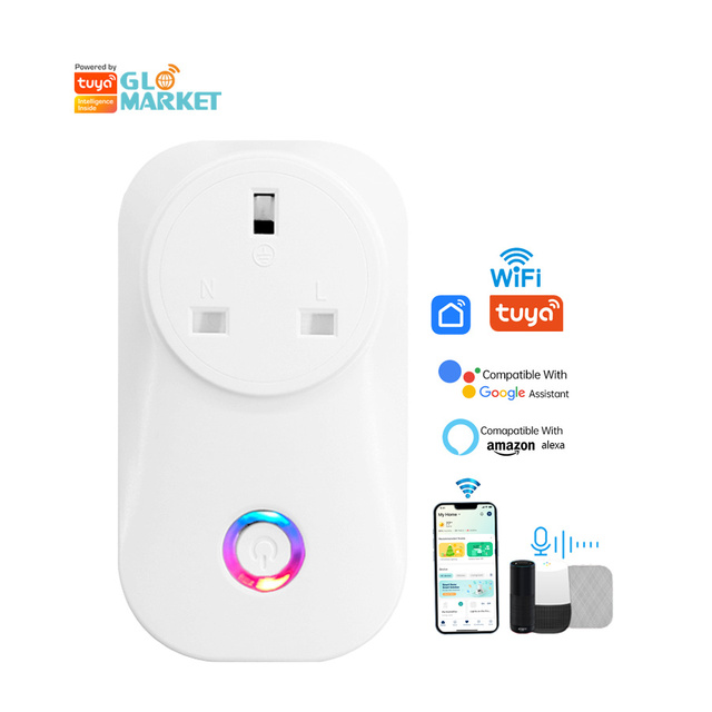 Glomarket Tuya Smart Plug 16a 220v Wireless Wifi Smart Plug Electricity Statistics Smart Socket Alexa Google Control Socket