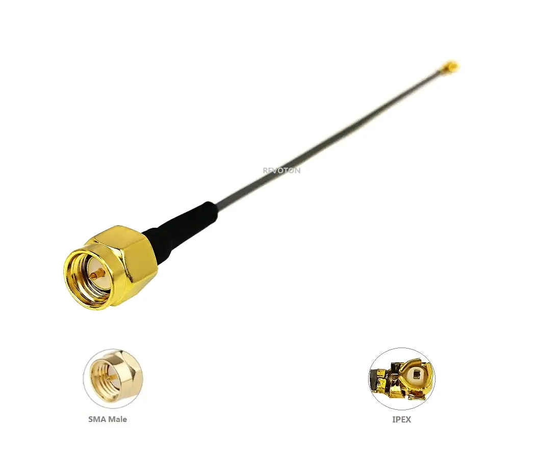 Cable de extensión IPX a SMA macho a IPEX UFL hembra RF WiFi Pigtail Cable gris para tarjeta de red Cable coaxial de 1,13mm