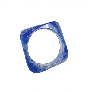 Blue Geometric Resin Cuff Bracelet Unisex Trendy Fashion Jewelry Acrylic Lucite <b>Bangles</b> - Product Image 1