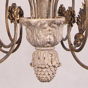 Candelabro de madera con 8 luces antiguas de C6244-8, iluminación decorativa de hierro con flores doradas - Product Image 2