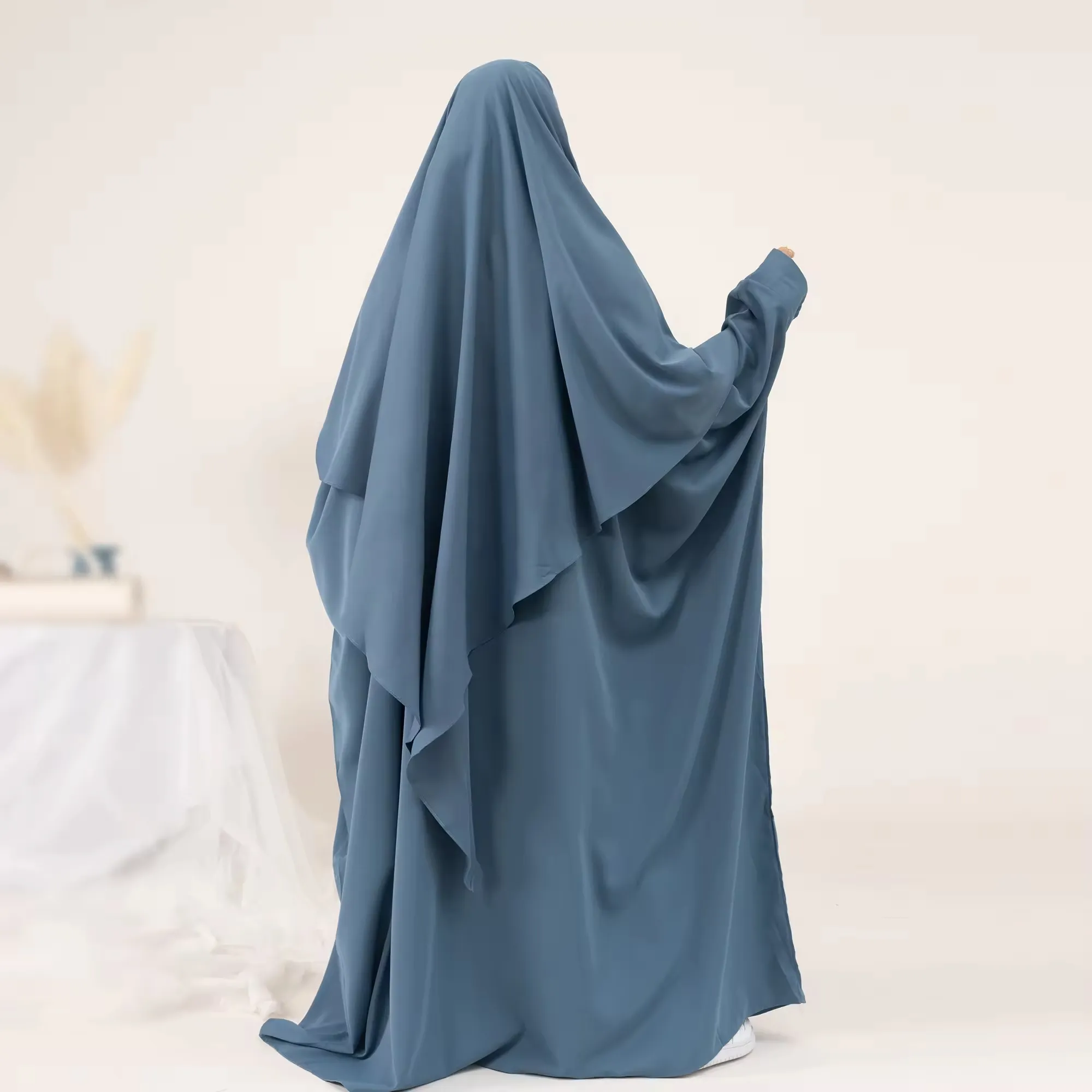 2024เสื้อผ้ามุสลิมแบบดั้งเดิมEID Abaya Femmes Robe Musulmane Burkaหนึ่งชั้นKhimar Abaya 2ชิ้นชุดผู้หญิงมุสลิมAbaya