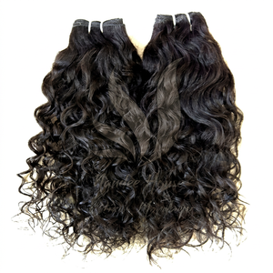 Extensions de cheveux indiens bouclés de luxe, vierges, Remy, tissées à la machine, double trame, non traitées, cuticules alignées, toutes couleurs - Product Image 1