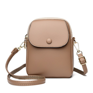 Nouveau sac à bandoulière uni en cuir PU de haute qualité avec fermeture éclair, porte-monnaie et pochette pour téléphone portable pour femme - Product Image 1