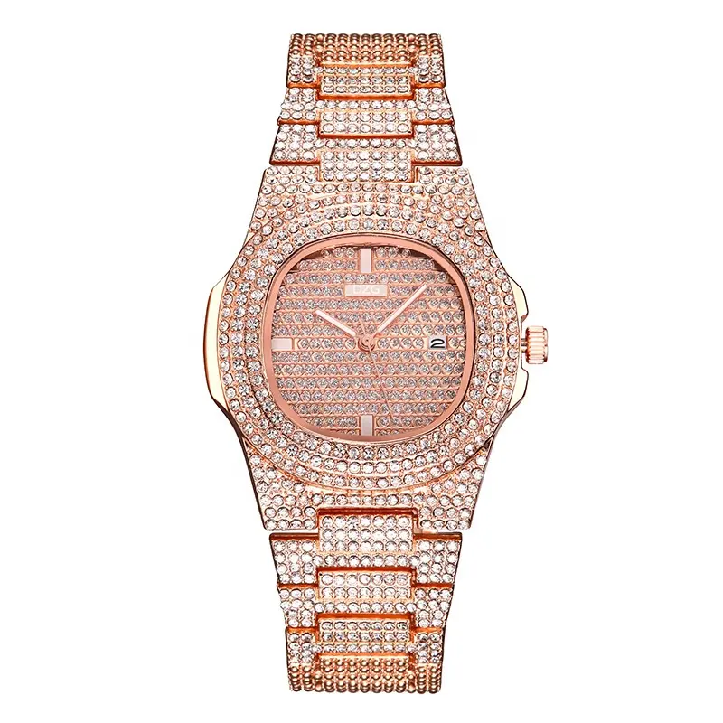 Latest TW417 Luxury Sky Dial Full Diamond Women Watches Quartz Gold Silver Colors Steel Watch Ladies