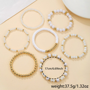 Acrylic <b>Beaded</b> <b>Bracelet</b> Set 7 Piece Elastic Cord Women Jewelry Spring 2025 Yiwu Origin Manual Crafted - Product Image 4