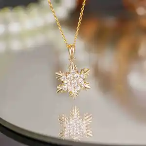 18K Vergulde Sneeuwvlok Ketting Koper Met Design Trui Ketting