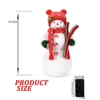 Ensemble de bonhomme de neige d'hôtel de luxe de 12.5/14.5/16.5/18.5 pouces pour le nouvel an avec des planches de ski de flocons de neige de houx de Noël | Décor d'intérieur