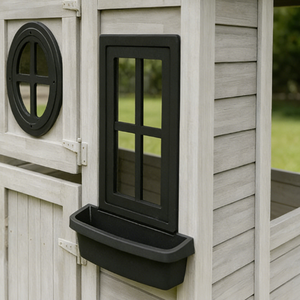 Moderna Casa de Juegos Infantil Ecológica para Exteriores, Cabaña de Madera con Cocina de Juguete y Maceteros - Product Image 2