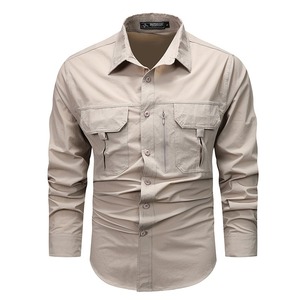 Camisa de Trabajo de Manga Corta para Hombre, con Múltiples Bolsillos, Verano, Informal, Transpirable, Ligera, de Secado Rápido, <span class=keywords><strong>Uniforme</strong></span> de Seguridad - Product Image 1