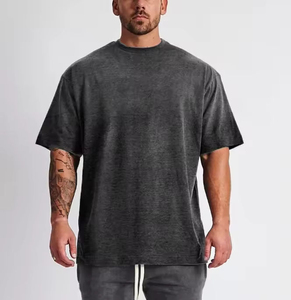 Luxury Drop Shoulder T-shirts Custom Brand Plain Oversized Blank Loose Fit White Cotton <b>Tshirt</b> Men Polyester - Product Image 2