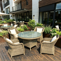 Table en rotin PE tissée à la main de style traditionnel moderne ensemble de chaises extérieur hôtel villa café patio balcon meubles de jardin