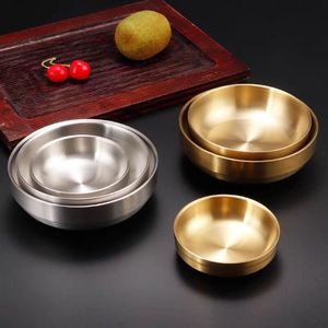 Stainless Steel Condiment Dish Round Gold Plate Simple Sauce Bowl <b>For</b> Hot Pot <b>Bbq</b> Restaurant Use - Product Image 1