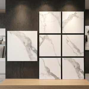 Baldosas de Porcelana con Aspecto de Mármol Apollo Bianco Statuario, Acabado Brillante, Diseño Premium, 80x80cm - Product Image 2