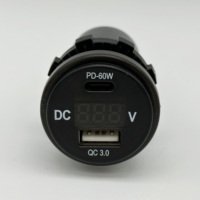 DC 12/24V Tip C PD 3.0 (60W) USB Tip A QC3.0 Girişli Hızlı Şarj Cihazı USB Soketi Dijital Voltmetre Araba, Tekne, Telefon, Tablet için