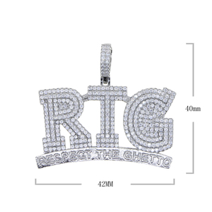 Collar con Colgante de Letras 'Respect <span class=keywords><strong>the</strong></span> <span class=keywords><strong>Ghetto</strong></span>' Estilo Hip Hop con Circonitas Cúbicas para Hombre y Mujer, Joyería Gótica con Cadena Larga - Product Image 2
