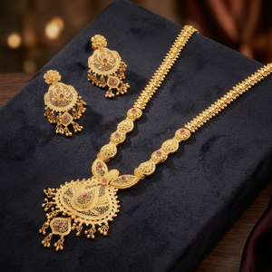 Wholesale 14K18K24K Gold Filled Fashion <b>Necklace</b> Dubai Style <b>Long</b> Jewelry Set Traditional Design Bridal Jewelry Set Oro Joyeria - Product Image 2