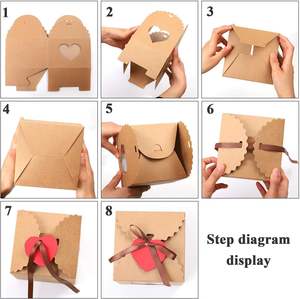 Boîtes cadeaux en papier kraft en gros, emballage pour gâteaux, boîte alimentaire en papier kraft pour les faveurs <span class=keywords><strong>de</strong></span> mariage et les bonbons - Product Image 4