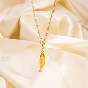 Collier pendentif poisson en acier inoxydable unisexe, chaîne de clavicule, thème océan, design animal du zodiaque XL31664 - Product Image 3