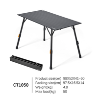 Table de camping pliante en aluminium robuste, hauteur réglable, légère, portable, pour pique-nique en plein air, mobilier d'extérieur moderne
