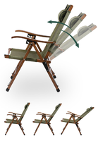 Chaise de camping inclinable Kermit en bois massif Mingchan avec accoudoirs, siège pliant portable pour pique-nique, plage et voyages