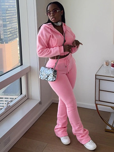 Set Felpa con Cappuccio Foderata in Velluto per Donna, Stile Americano Personalizzabile con LOGO, Tuta Sportiva da Palestra - Product Image 4