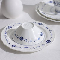 Service de table en porcelaine fine P&T, motif floral bleu, tasses à café, théière, assiettes, vaisselle en porcelaine fine, vente en gros pour hôtels et restaurants