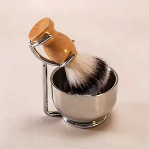 Ensemble de brosses à barbe pour homme, rasoir manuel, brosse à barbe en poils de blaireau, bol à mousse en acier inoxydable, support pour brosse à barbe, savon à raser - Product Image 3