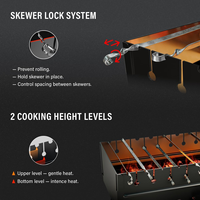 Barbecue au charbon de bois pour 12 brochettes, barbecue portable Mangal, barbecue pliable en métal pour shashlik, pique-nique, cuisine en plein air, brochettes non incluses