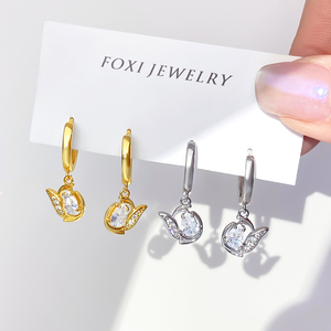 Boucles d'oreilles créoles romantiques en cristal taille poire avec zircon pour femme, bijoux de mariage, en laiton plaqué rhodium - Product Image 2