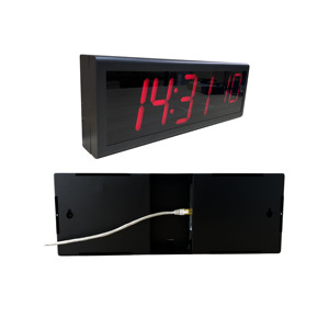 Kırmızı LED Elektronik Senkronize PoE NTP Saati, Metal Gövde, Siyah Arka Plan - Product Image 4