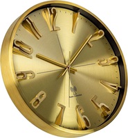 Reloj de pared de radiocontrol con número 3D de lujo de metal simple moderno de 12 pulgadas, reloj de aluminio atómico personalizado dorado redondo silencioso