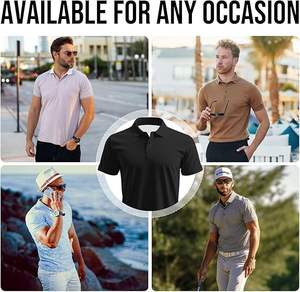 Chemise à manches courtes boutonnée unisexe en coton tricoté respirant 100 % avec logo imprimé sur le devant, pour homme, golf, vente en gros, 220 grammes - Product Image 2