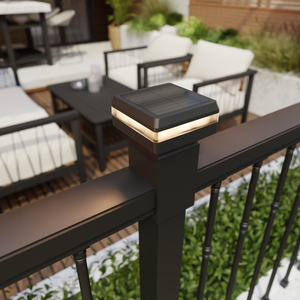 Lumières de jardin solaires IP65 5x5 poteau de clôture et pilier de porte colonnes d'éclairage LED décoratives avec lumière blanche chaude capuchon solaire étanche - Product Image 5