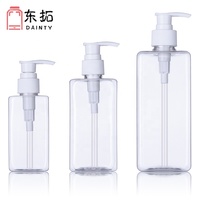 Offre Spéciale PET en plastique bouteille carrée en gros personnalisé vide shampooing bouteille 180ml 300ml 500ml Lotion pompe bouteille transparente