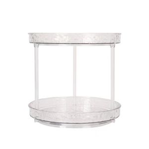 Transparent Rotating Cosmetic Organizer 2 Tier Plastic Storage Rack For Bathroom Makeup And Daily Care Items - Product Image 3