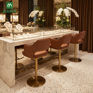 Modern Stainless Steel <strong>Adjustable</strong> <strong>Height</strong> <strong>Bar</strong> <strong>Stools</strong>-Durable &amp; Steady for Jewelry Stores Optical Shops Cash Registers - Product Image 3