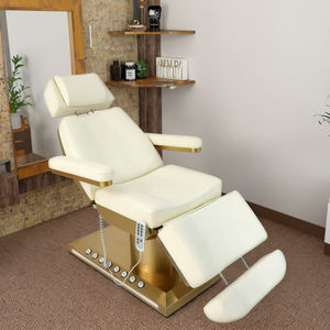 Venta caliente muebles de salón de belleza mesa de masaje de oro beige 4 motor eléctrico ajustable terapia cosmética cama de masaje - Product Image 1