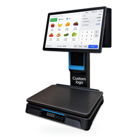 Terminal de point de vente tout-en-un avec écran double 15,6 pouces, balance intégrée, imprimante, Wi-Fi, système Windows, modèle RM-60