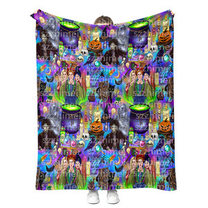 Couverture en peluche sur le thème d'Halloween : Sorcières, impression numérique personnalisée, douce en flanelle, pour lit, canapé ou voyage - Product Image 5