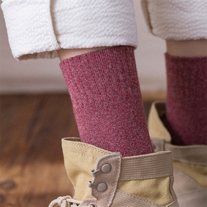 Women's <b>Winter</b> Mid Calf <b>Socks</b> Solid Color Thickened Thermal Cotton Warm Long <b>Socks</b> For Autumn And <b>Winter</b> Wear - Product Image 3