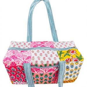 New Customize Large Cotton Quilted Duffle Tote Shoulder <b>Bag</b> Floral Print Washable Overnight <b>Bag</b>, Eco friendly Yoga Shopping <b>Bags</b> - Product Image 1