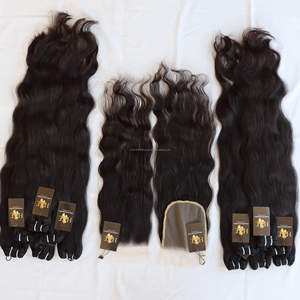 Mèches de cheveux humains 100% humains vierges avec Lace Frontal Hd, cheveux humains, lisses, Temple indien, cuticule alignée, unique, fournisseur de Closure - Product Image 2
