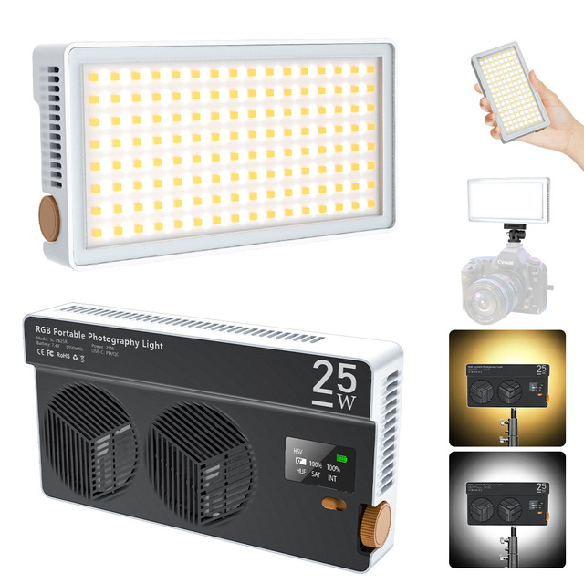 25w Led Video Light Bi-colour Portable Photo Light,Cri 96+/tlci 97+ Built-in Fan Support Pd Fast Charging