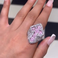 Big Iced Out Bling CZ Bague Croix Micro Pave Hip Hop Femmes Hommes Doigt Bijoux
