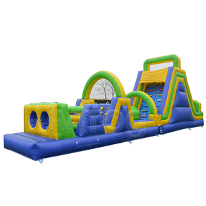 Carrera de obstáculos inflable a precio de fábrica con tobogán, juego deportivo inflable interactivo para fiestas al aire libre - Product Image 1