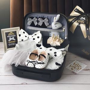 <span class=keywords><strong>Coffret</strong></span> cadeau pour bébé fille 100% coton à pois Design tendance Noir Or Pleine lune <span class=keywords><strong>Coffret</strong></span> cadeau nouveau-né - Product Image 2