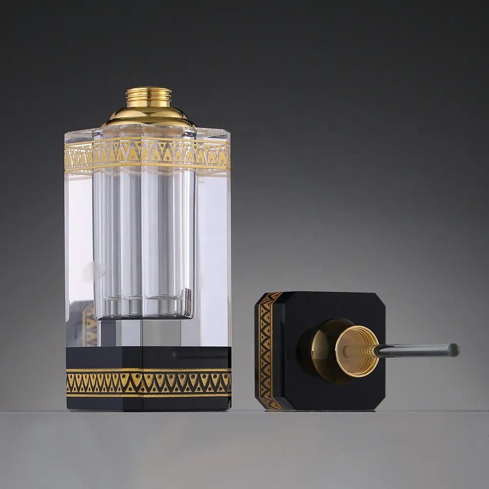CJ-Frascos de perfume de cristal decorativos vazios em forma quadrada polida feita a mão para artesanato