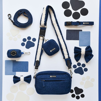Ensemble de harnais pour chien en jean personnalisé, échantillon, avec collier et laisse, harnais gilet anti-traction à clip frontal